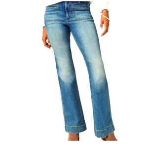 JJILL HIGH RISE FRONT POCKET WIDE LEG FLARE JEANS DENIM LIGHT WASH 12